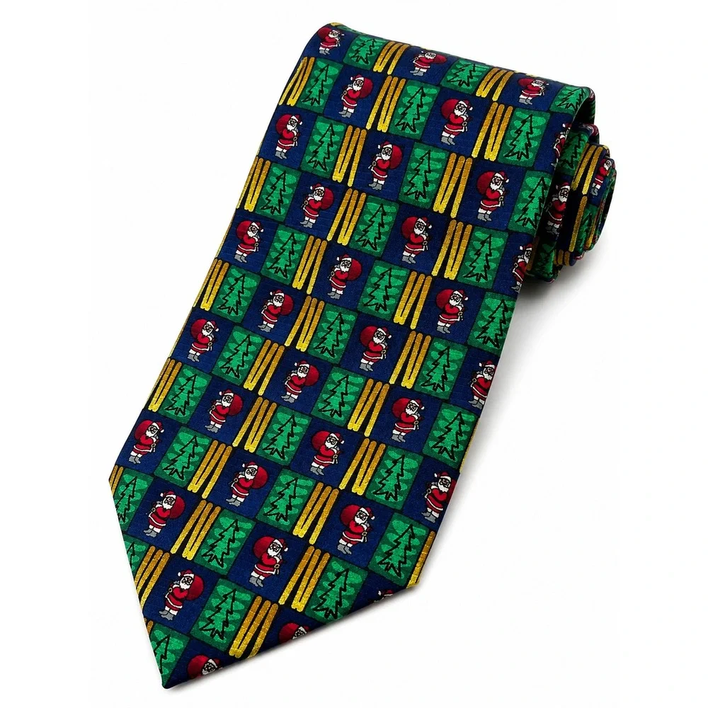 Cape Code Christmas Tie 100% Silk Santa Christmas Tree Holiday Mens 59